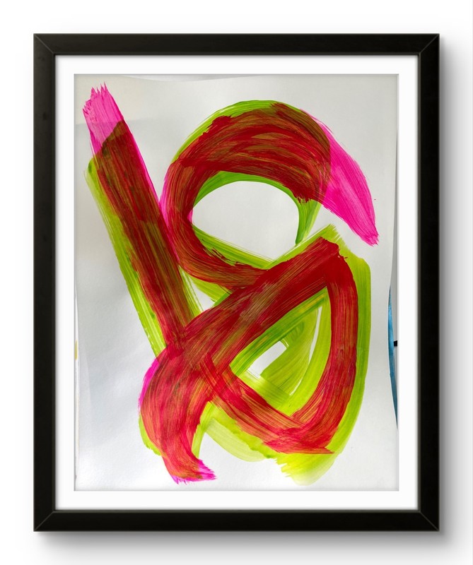 Walsh Original Abstract Pink and Green 14X11 PAPER Signed Modern Art gallery