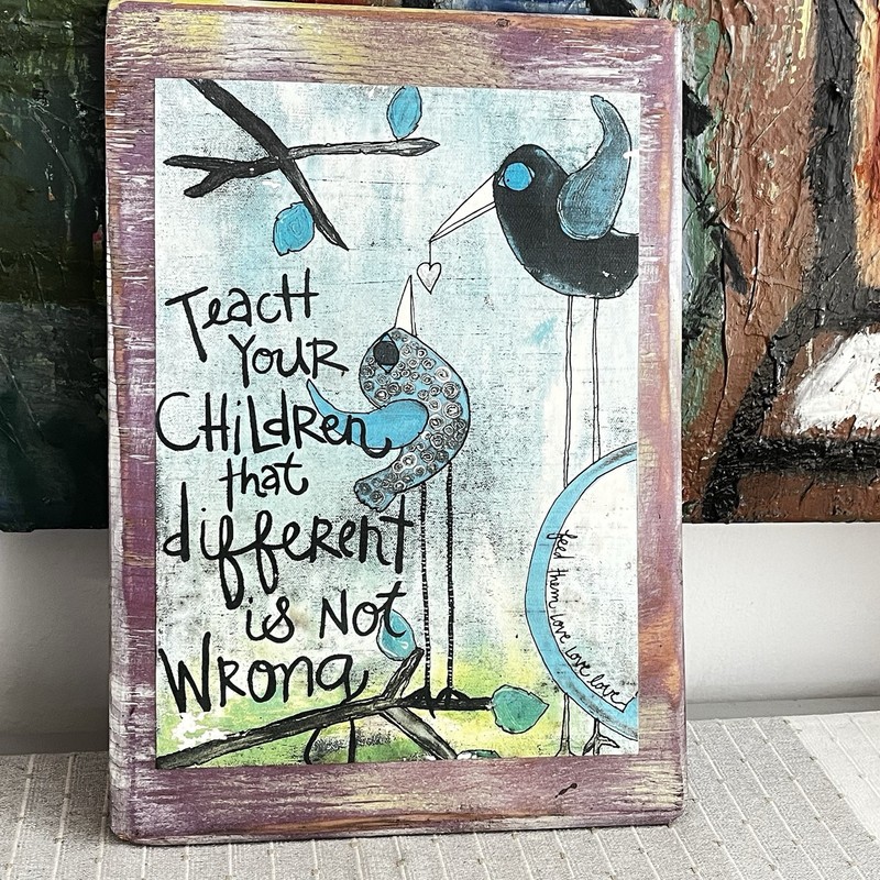 Inspirational Painting on wood panel Wall Word Art Sign It’s Ok To Be Different