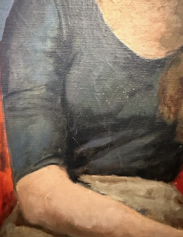 Vintage Stunning MCM Modern Figurative Portrait Painting of Woman Unsigned gallery