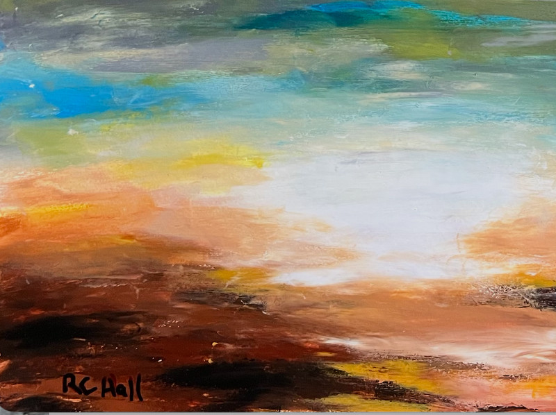 Original Abstract Landscape 12x18 on Paper Acrylic Bold Colorful Wall Art gallery