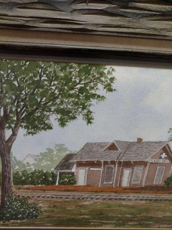 Skull Valley Arizona Railroad Train Depot Watercolor by Jack Riley 1984 gallery