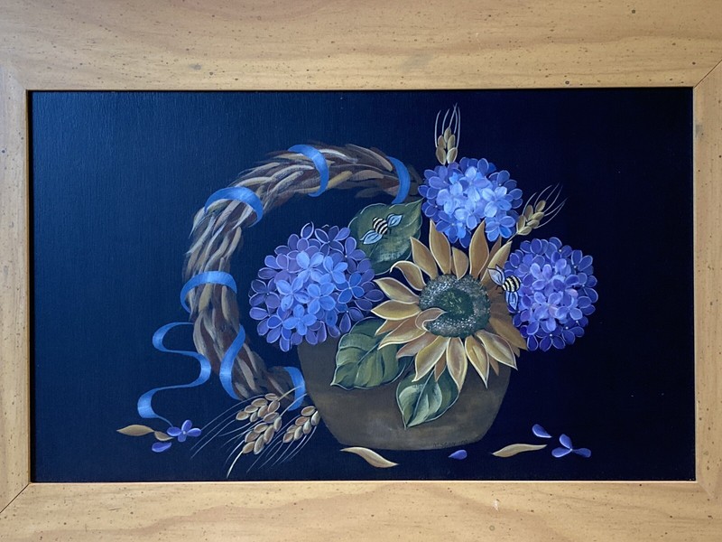 M Sohn Oil Painting Still Life With Sunflower Bumble Bee’s Signed Framed gallery