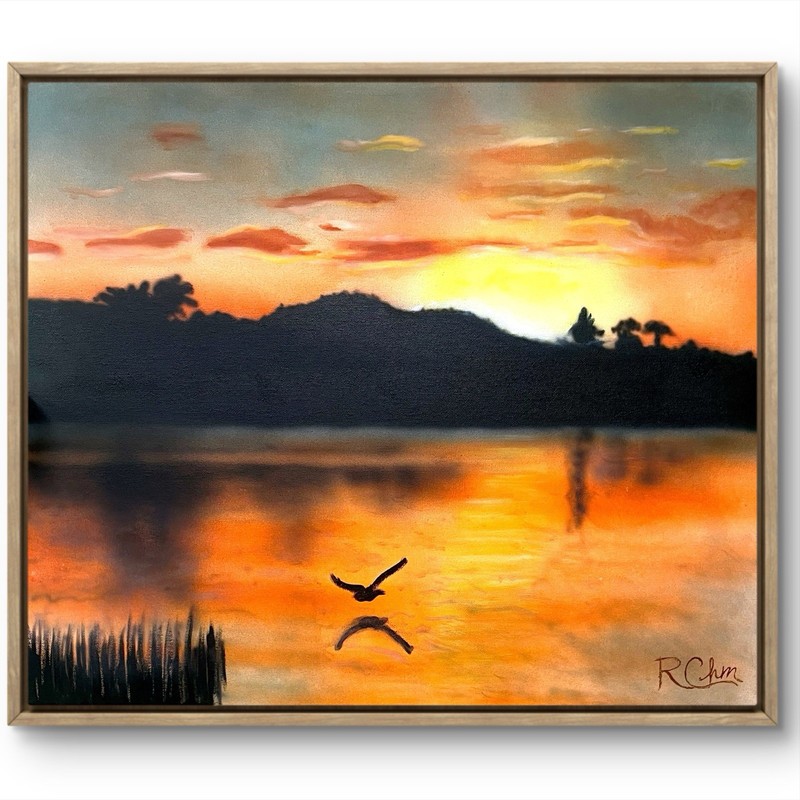 20×24 Twilight Landscape Impressionism Signed Handmade Unique Colorful Fine Art