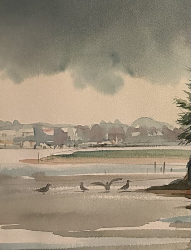 Signed Jess Cauthorn AWS (1923-2005) Watercolor Painting 23”x29” C-1960 gallery