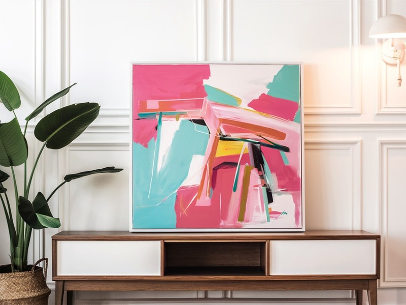 Unique Pieces! Colours Abstract 85x85cm White Framed Canvas Pictures Airbrush