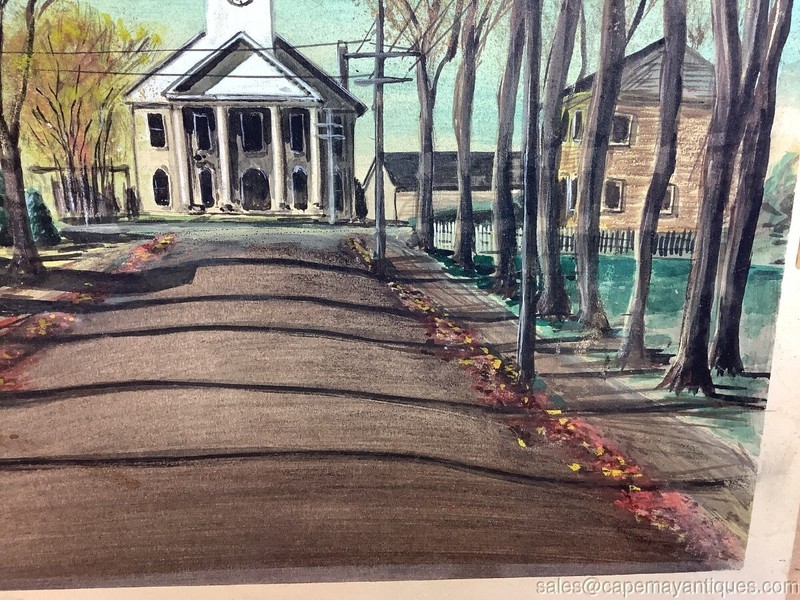 Drawing Colored Pencil Charcoal Quaint American Town Picket Fence State Building gallery