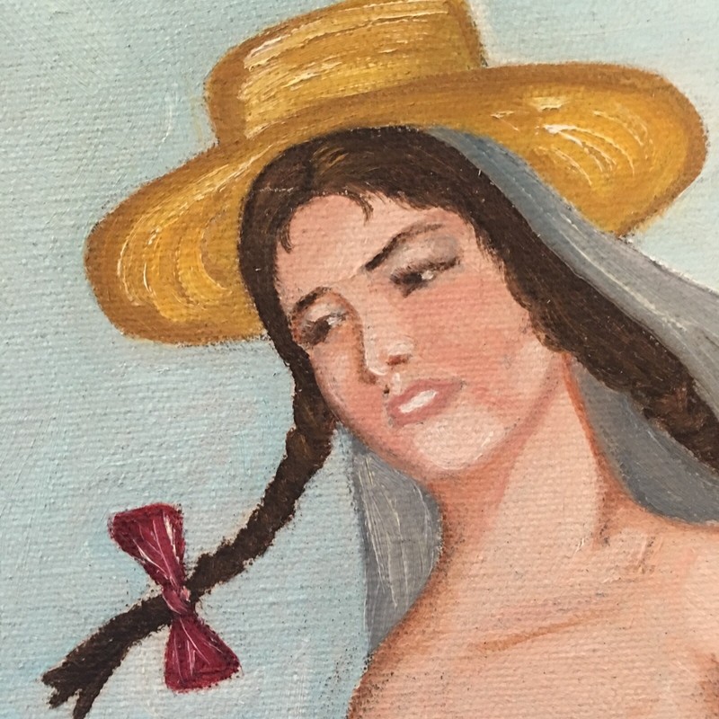 Original Oil Painting Signed Rodriguez, Vintage Folk Art Mexican Spanish Dancers gallery