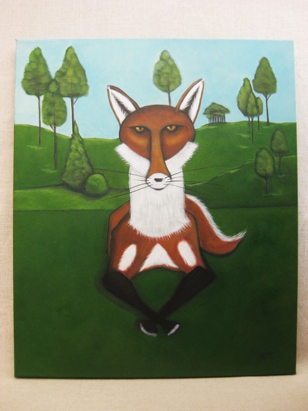 Red Fox Portrait Painting, Original Animal Wildlife Wall Art, Rustic Cabin Home gallery
