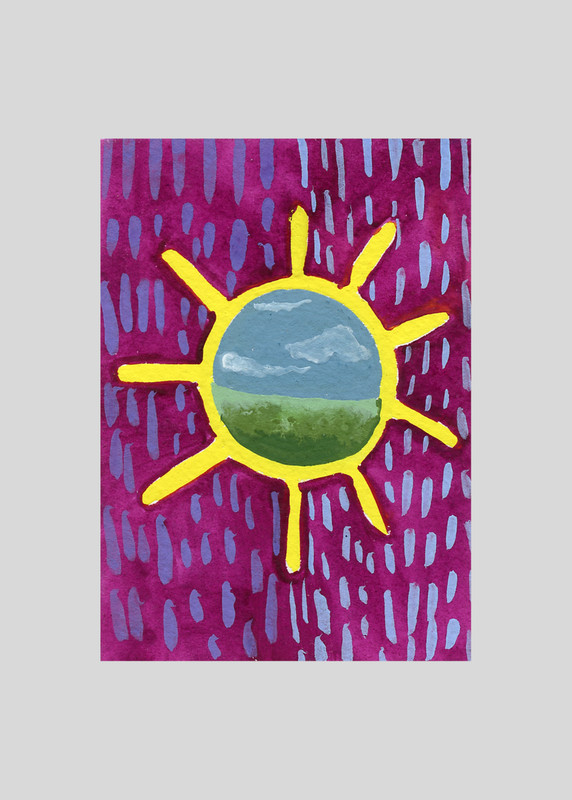 ACEO/ ATC Mixed Media Sun Mountains Portal Watercolor OOAK SaraClaireArt gallery