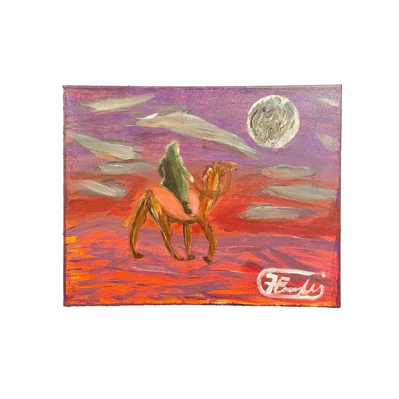 Camel in the Desert 16x20 – Original Acrylic Painting – Surreal Animal Wall Art
