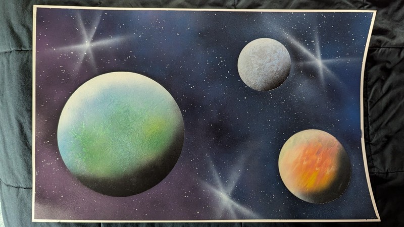 Space Planets Spray Paint Art Original – Poster-board (Planets, Outer, Stars)