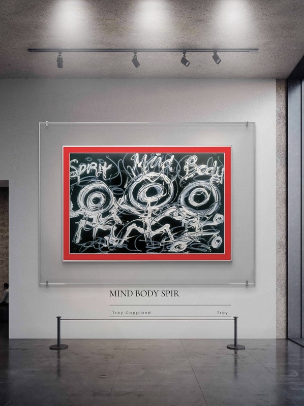 Trey Coppland, Mind Body Spirit Abstract Acrylic, Cardboard, 20×30 in, 2026, Si…