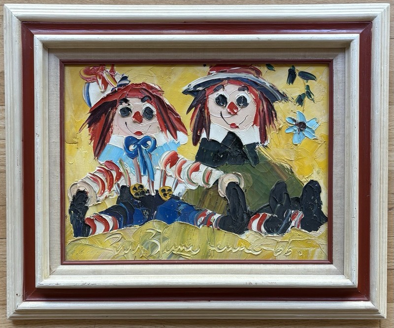 PAUL BLAINE HENRIE Original Signed Raggedy Ann Andy Vintage Oil Painting 1966