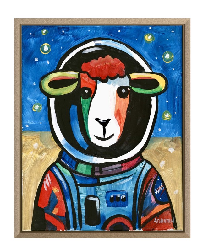 Atherton 11×14 Original Abstract farm Acrylic Painting «Cosmo SHEEP» hand signed