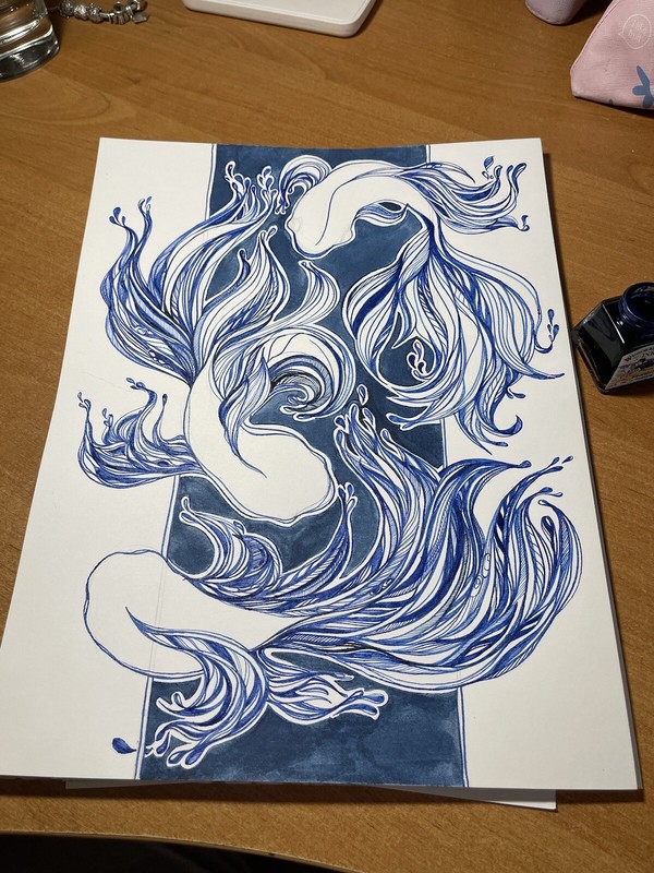 "Pisces of Happiness" is the original Ink graphics of the Ukrainian artist gallery