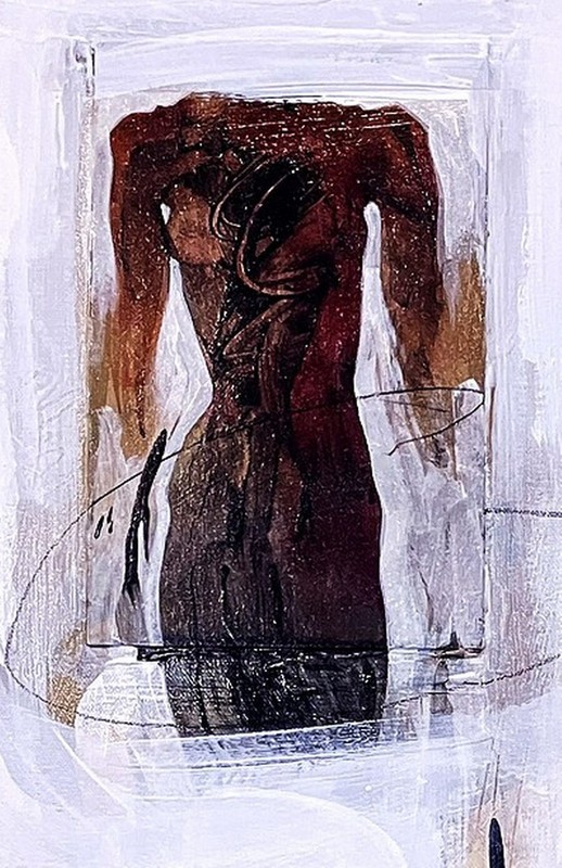 David Limrite Mixed Media Painting "Siren Torso String 3" 16x20 Signed gallery