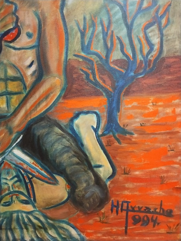 Mexican/American Artist Hector Arrache ' Heart Offering'. 30x30" Acrylic gallery