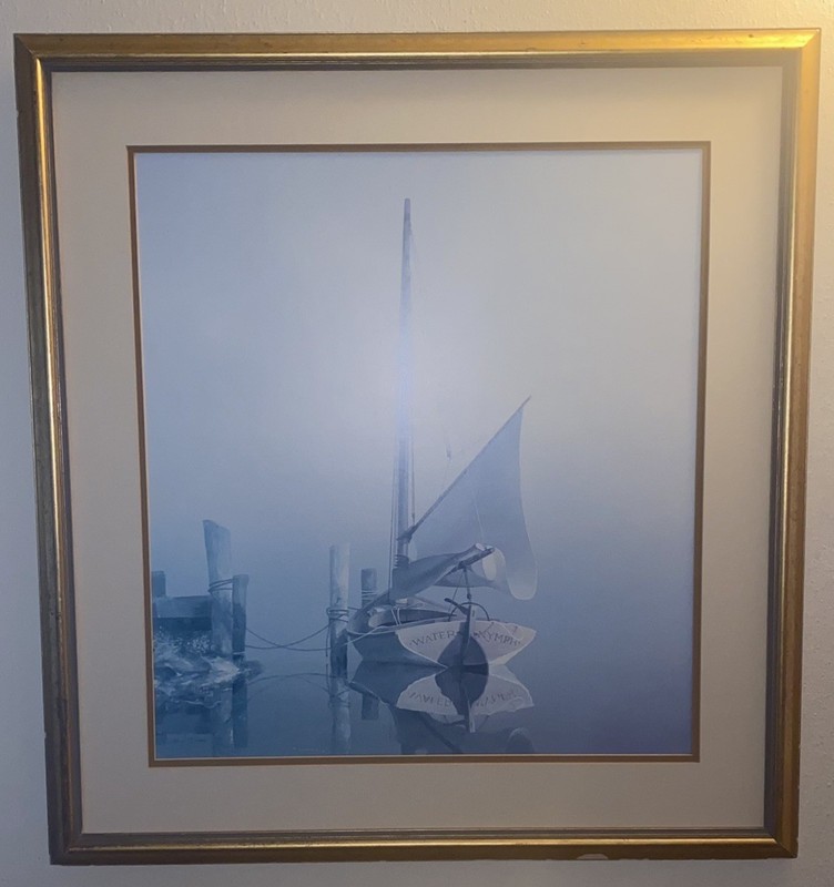 Vern Broe Vernon Painting Water Nymph Sailboat Signed **NO GLASS**