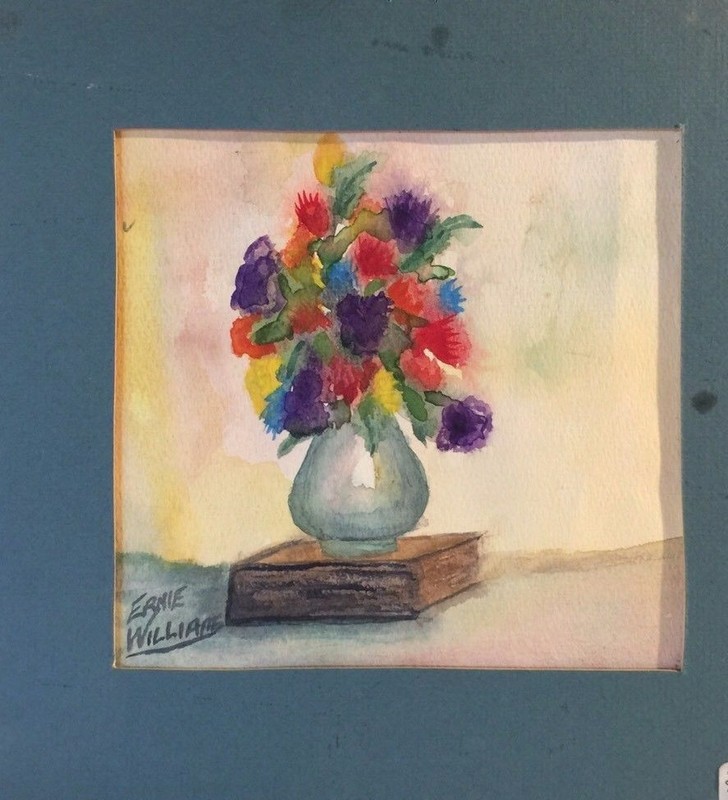 STAR FLOWERS by Ernie Williams 6 X 6 original watercolor,Texas artist