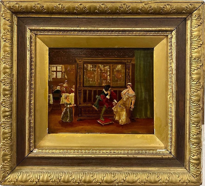 European School ( 19TH/20TH Cen-ry) : Interior Genre Scene , Oil On Board