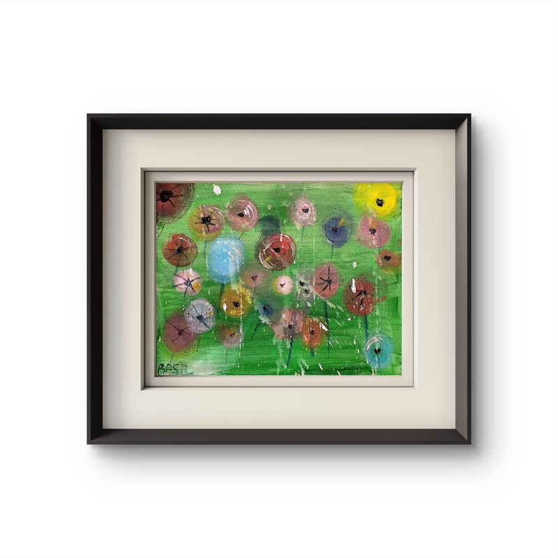 Garden Of Flowers Bold Color Modern Abstract Art Original Canvas 11x14 gallery