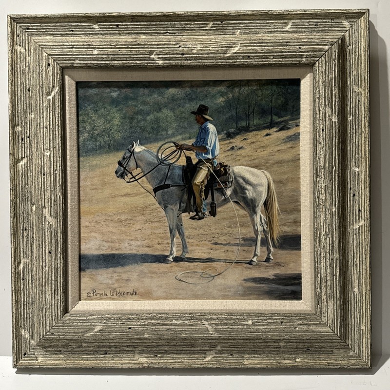 Cowboy Painting Western Horse Landscape Realistic Pamela Wildermuth Listed Oil