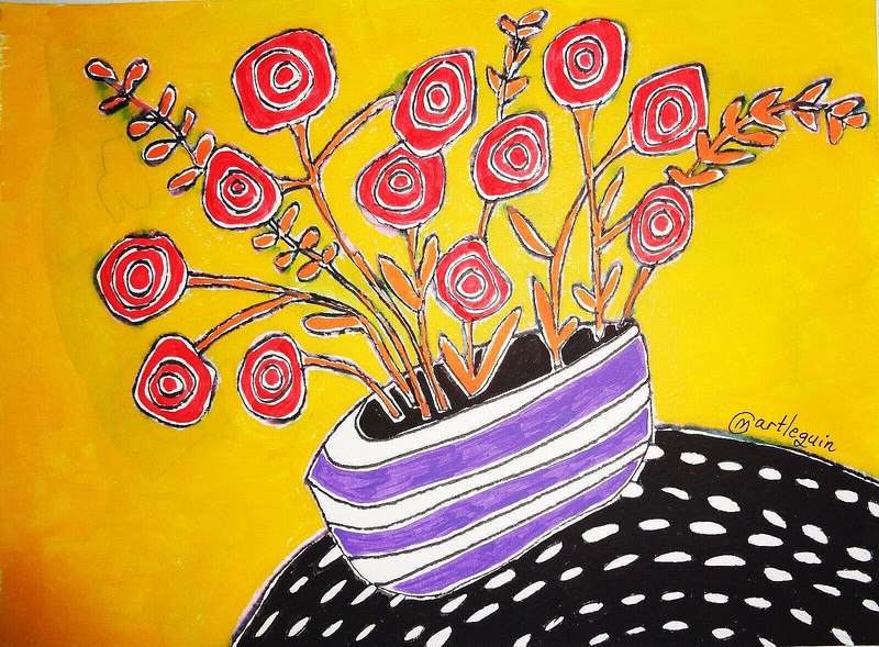 ABSTRACT ART FLORAL ORIGINAL PAINTING MODERN ART WALL ART HOME DECOR 12″ #A161
