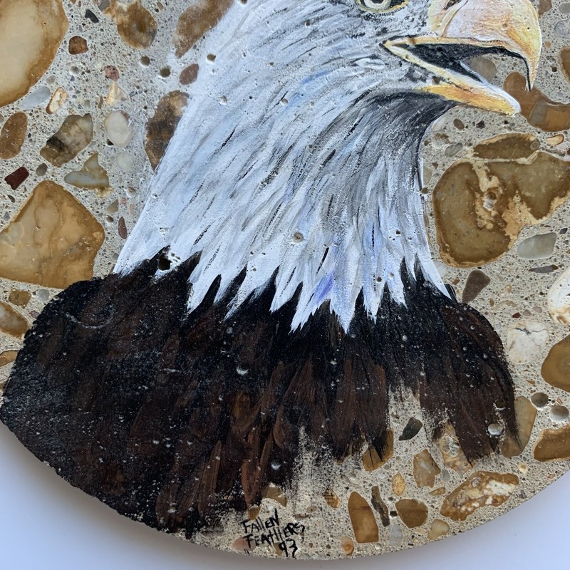BALD EAGLE 6” ORIGINAL NATIVE AMERICAN PAINTING On Stone Signed FALLEN FEATHERS gallery
