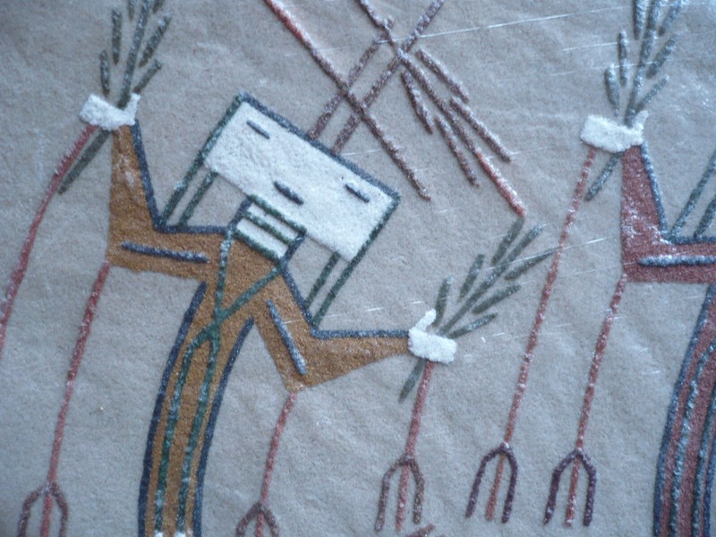 WATCHMAN, VINTAGE modern SAND PAINTING SANDPAINTING SAND ART TWO DANCING FIGURES gallery