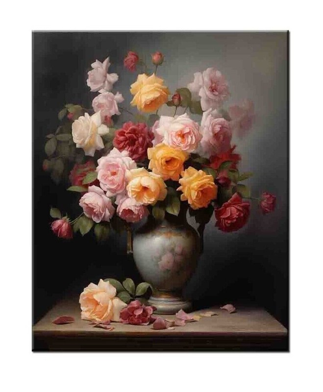 Art Print Roses Roses in a Vase still life Oil painting Giclee on Canvas