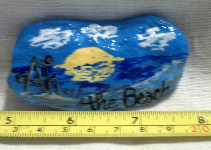 ENCOURAGEMENT HAND PAINTED AH THE BEACH RIVER ROCKS ROCK STONE gallery
