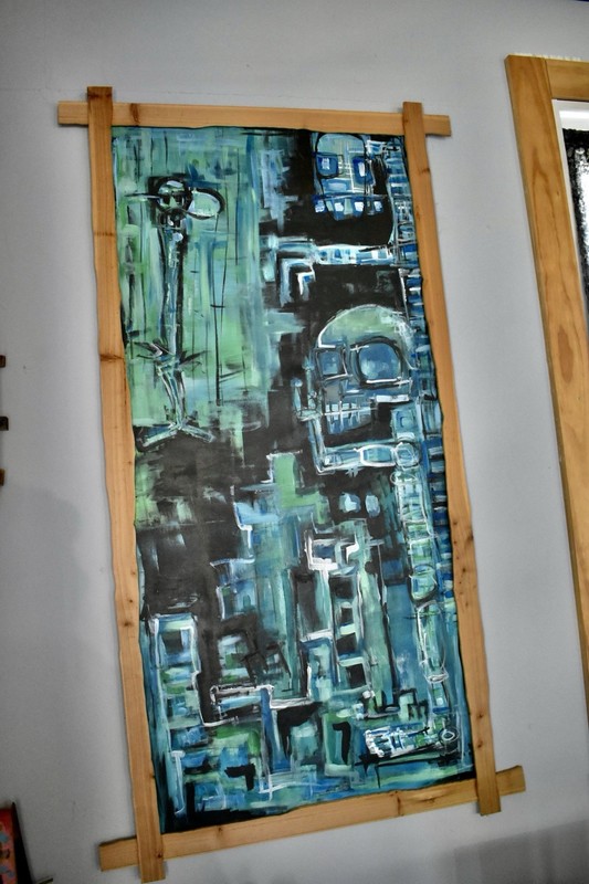 Original Art Framed with Cedar Wood Signed / Abstract Acrylic gallery