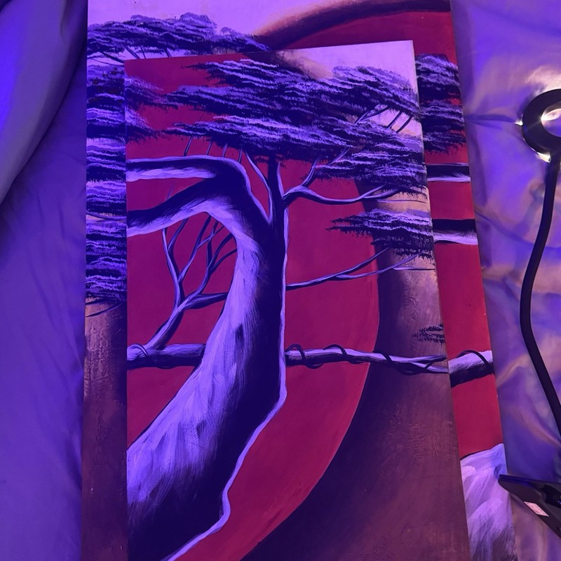 Original 3-Panel Triptych Painting - Japanese Bonsai & Red Sun - Zen Wall Art gallery