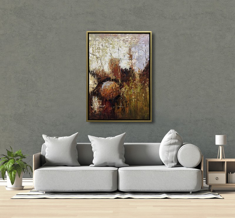 Hungryartist - red&brown theme abstrat original oil painting on canvas 24x36 gallery