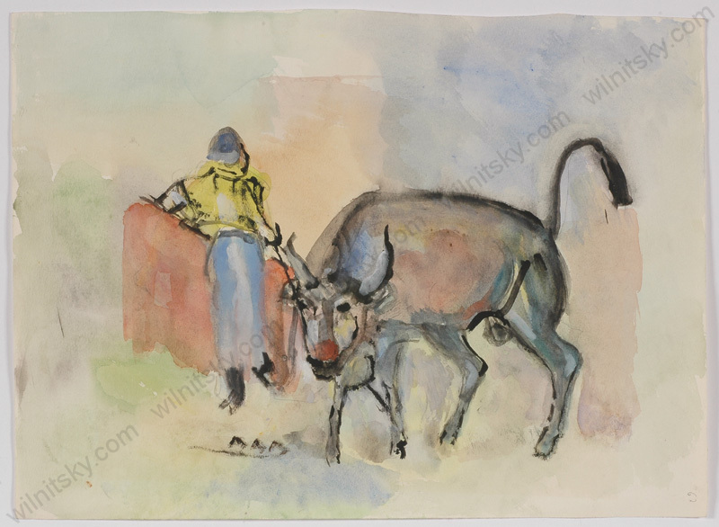 Rudolf Raimund Ballabene (1890-1968), «Corrida», Watercolor