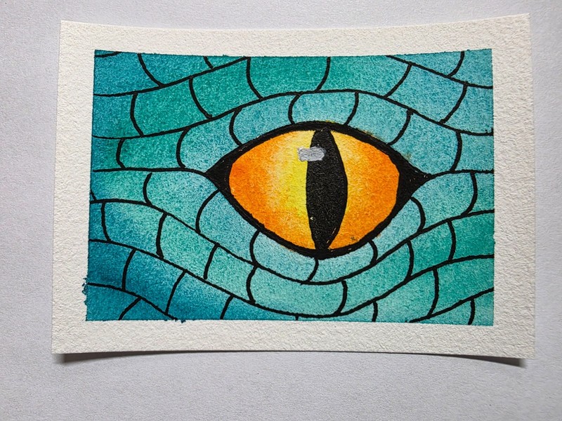 Dragon Eye – ACEO – Art – Watercolor – Ink – 10 of 12 series