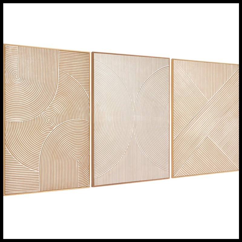 Zessonic Large Neutral Textured 3D Abstract Boho Wall Art 24″x36″x3 Framed