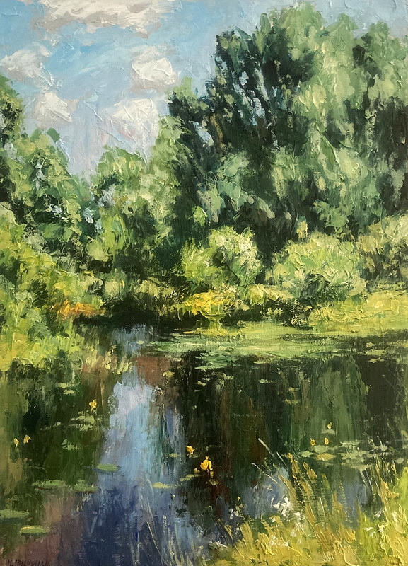 Peaceful Nature Pond – Original Impressionist Landscape Idkowiak Mario