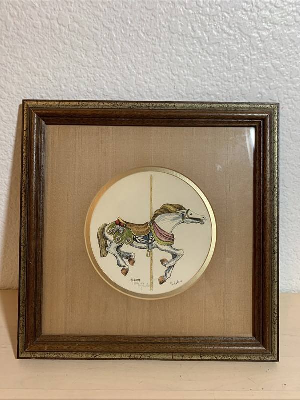 Charles Looff CAROUSEL HORSE LIMITED EDITION SIGNED MARGARET GLINKE PRINT 1980