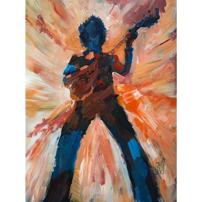 Original Impasto Stu Mackenzie King Gizzard Psychedelic Wall Art Painting 16″