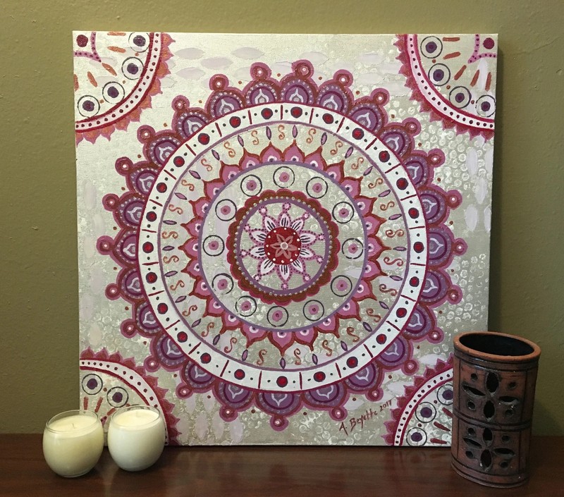 Abstract Painting MANDALA Acrylic Zen Spiritual Buddhism Meditate Circle Canvas