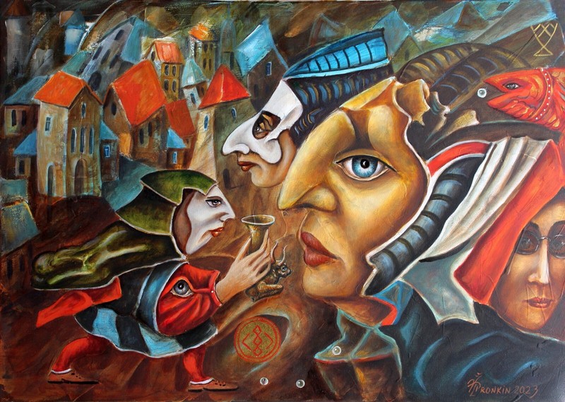 ORIGINAL Painting OIL canvas modern CONTEMPORARY ART BY Pronkin 2023 BALANCE 2