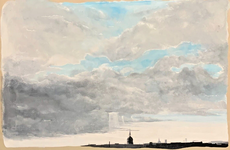 Original Contemporary Painting London Saint Paul’s Cathedral Light and Clouds