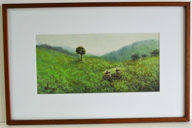 ORIGINAL WATERCOLOR IMPRESSIONIST LANDSCAPE PAINTING BY INDONESIA ARTIST