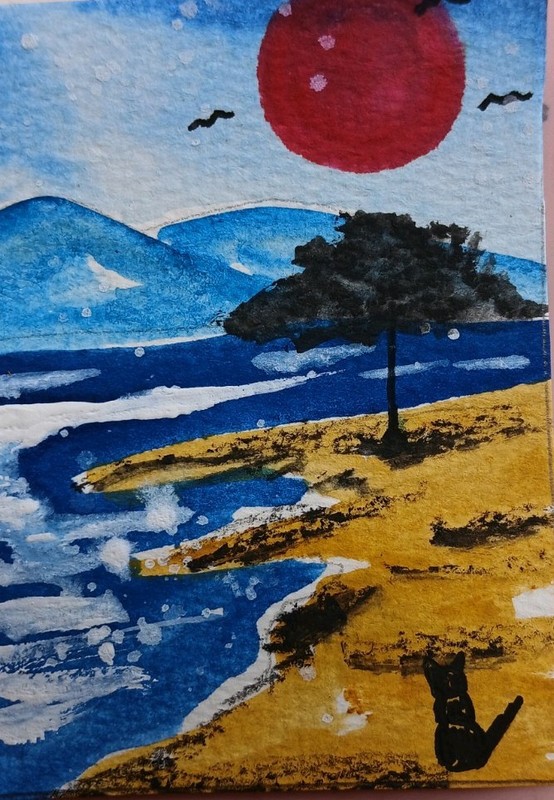 Aceo Mixed Media Art Card Landscapes Abstract