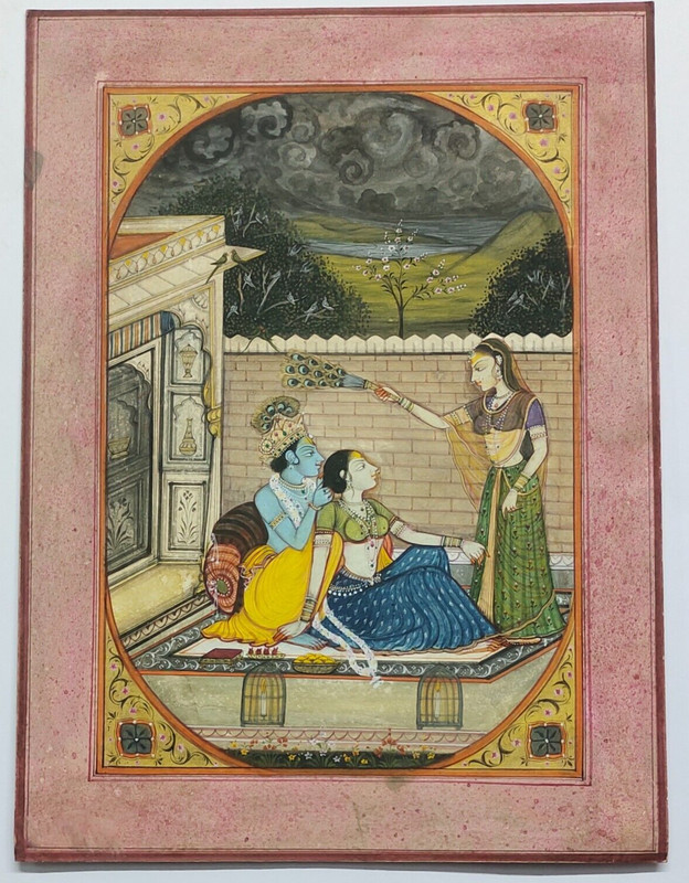 Radha and Krishna Hand Painting on Paper Soulful Connection Divine Love Story