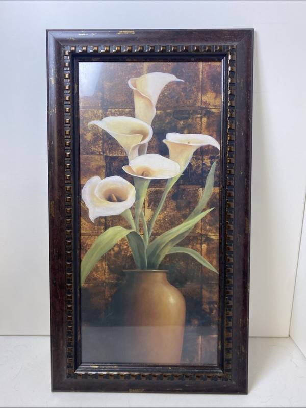 Flower Artwork White Calla Lily Framed Work 20x11