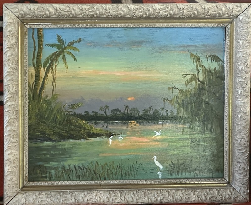 Florida Hiwaymen Style Original Painting On Upson Board By V Philips