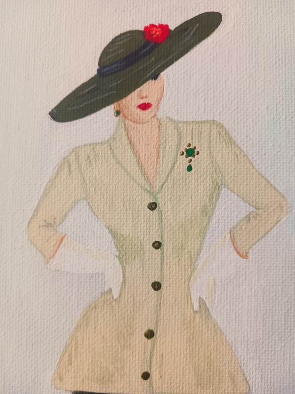 8″ x 10″ Signed Original Art Hand Painted Woman Model, Fashion Art Modeling
