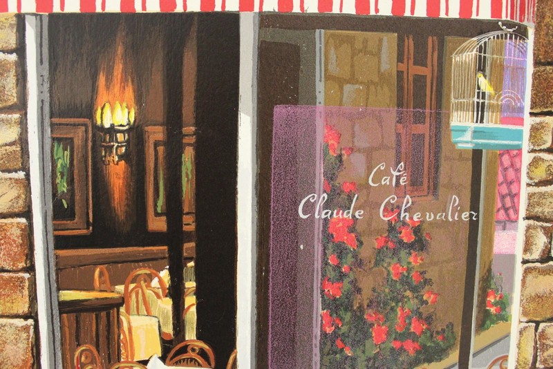 ARKADY OSTRITSKY ** CAFE CLAUDE ** LE HAND SIGNED SERIGRAPH ON PAPER** 37X26" gallery